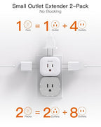 Multi Plug Outlet Extender 2 Pack, Wall Outlet Splitter with 5 Wall Outlets, Small Multiple Plug Extender, Cruise Essentials, Outlet Adapter No Surge Protector for Cruise Ship Home Office Dorm Room