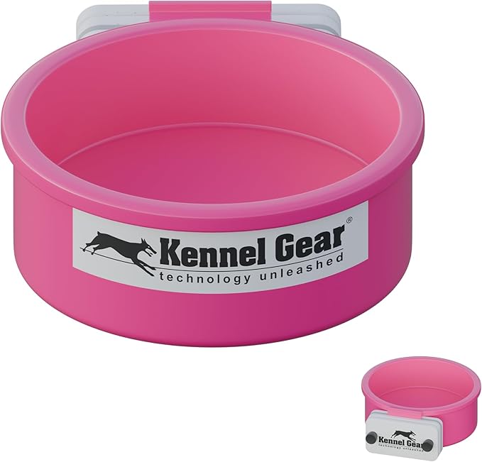 Dog Crate Water Bowl No Spill, 20oz Food-Grade Polypropylene Feeder, Secure Crate Mount with Covered Parts, Travel-Ready & Easy to Clean (Pink)
