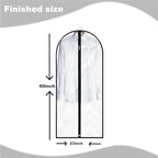 Dress Bags for Gowns Long, 60'' Garment Bags for Hanging Clothes, Suit Bag Cover for Storage and Travel (Clear)