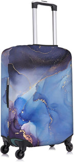Travel Luggage Cover Suitcase Protector Fits 25-28 Inch Luggage, Blue Purple Marble Elastic Washable Stretchy Anti-scratch Luggage Sleeve with Concealed Zipper for Wheeled Suitcase Travel Accessories