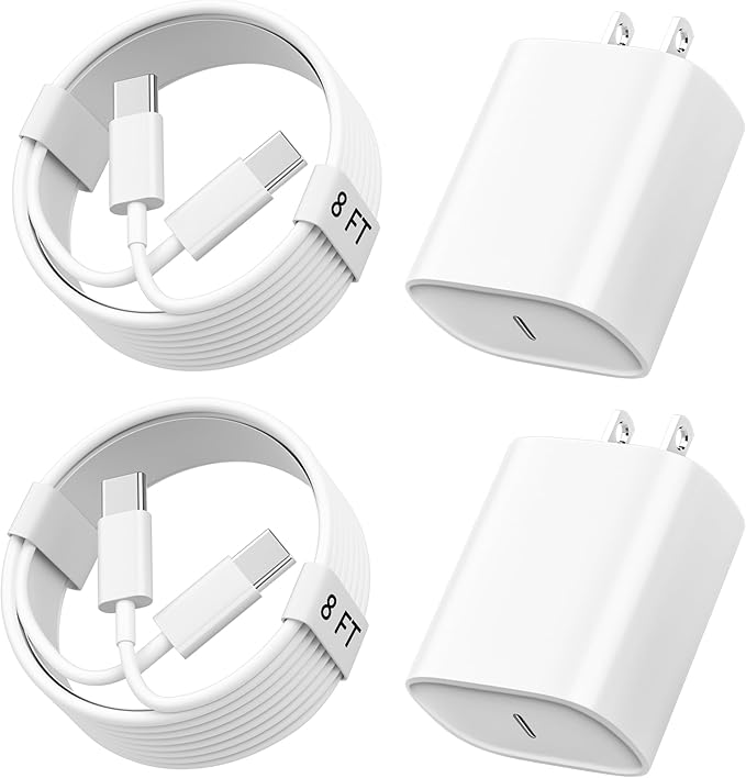 Phone 17 16 15 Charger Fast Charging, 8 FT Long USB C Charger Cord with 20W Type C Fast Phone Charging Block forPhone 17/17 Pro/17 Pro max/Air/Phone 16 15 Pro Max Plus, iPad, Android,White