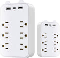 Surge Protector Outlet Extender, 6 AC Outlets & 2 USB-A & 1 USB-C Ports (3A), ETL Listed, Triple-Sided Wide-Spaced, 125V 1875W, Flame Retardant for Home Office Kitchen Travel