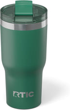 RTIC 20oz Essential Tumbler with Lid, Ceramic Lined, Insulated, Stainless Steel, Metal, Double Wall Vacuum-Insulation, Travel Cup for Iced Coffee, Tea, Hot and Cold Drink, Pine Tree