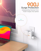 Surge Protector Outlet Extender- with Rotating Plug,6 AC Multi Plug Wall Outlet,4-Sided Outlet Splitter,900J Wall Outlet Adapter for Bathroom,Home,Travel,Dorm Room Essentials