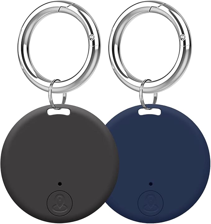 Aircawin Mini GPS Tracker, Key Item Finder Locator,No Monthly Fee App for iOS/Android 2023 Latest,Portable Anti-Lost Bluetooth Tag Item Tracker for Luggages/Kids/Pets/Phone/Wallet/Bag-2Pcs-Black+Blue