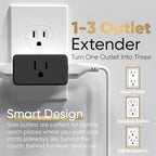 Unidapt Multi Plug Outlet Extender - 3 Way Wall Outlet Splitter, Cruise Ship Approved Power Adapter, Compact Travel Plug Expander for Home, Office, Dorm Room, or Cruise Cabin - Black 2-Pack