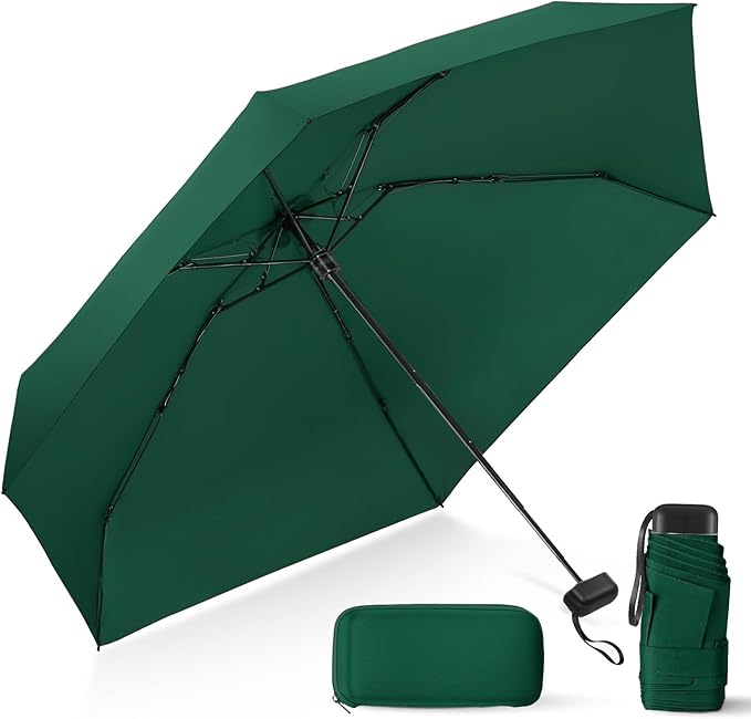 Compact Travel Umbrella with Case - Mini Umbrella for Purse, Small Lightweight &Tiny Design Perfect for Parasol Outdoor Sun&Rain Umbrellas