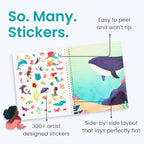 Mystical Mermaids 300+ Kids Sticker Book by Cupkin Toddler Travel Activity Coloring and Sticker Book, Road Trip Essentials, 8 Coloring Pages 8 Side by Side Scenes for Ages 2–8 Years
