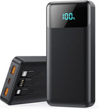 Portable Charger Power Bank 40800mAh with 3 Built-in Cables,25W Fast Phone Charging Portable Battery Pack,5 Outputs Travel Essentials Outdoor External Battery for iPhone 17/16,Galaxy Android etc-Black