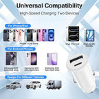 USB C Car Charger for iPhone 17 16 15 Pro Max,40W Dual Port USB-C & USB-A Car Fast Charging Adapter, 2X3FT C to C Cable & A to C Carplay Cable for iPhone 17 16 15 Series/iPhone Air,iPad,Samsung-Purple