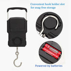 Portable Electronic Hook Scale Digital Hanging Bag Luggage Weight Scale Fishing Scale with Measuring Tape 165Lb Black