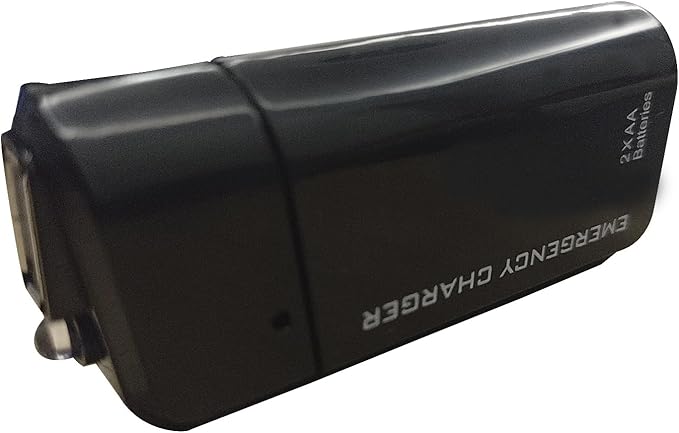 Battery Operated Phone Charger Emergency|USB Battery Powered Small Power Bank Portable 2 AA Batteries Powered Outlet. (Black)