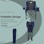 Colegence Oversized Folding Camping Chairs - 450 LBS Support Heavy Duty Camp Chair with Padded Cushion, Portable Outside Chairs with Carry Bag，Cooler, Cup Holder for Outdoor, Lawn, Sports - Blue