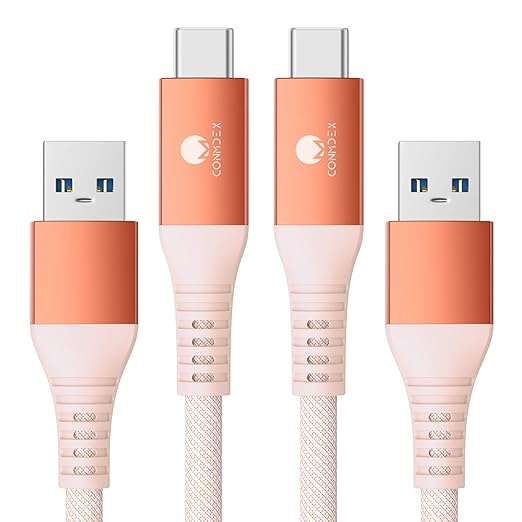 CONMDEX USB C to USB Cable [3ft, 2-Pack] Android Auto CarPlay USB C Charging Cable, 10Gbps USB 3.1 Gen 2 USB-A to USB-C Data Transfer Cord for iPhone 17 16 Pro Max Samsung Galaxy S25 S24, Orange