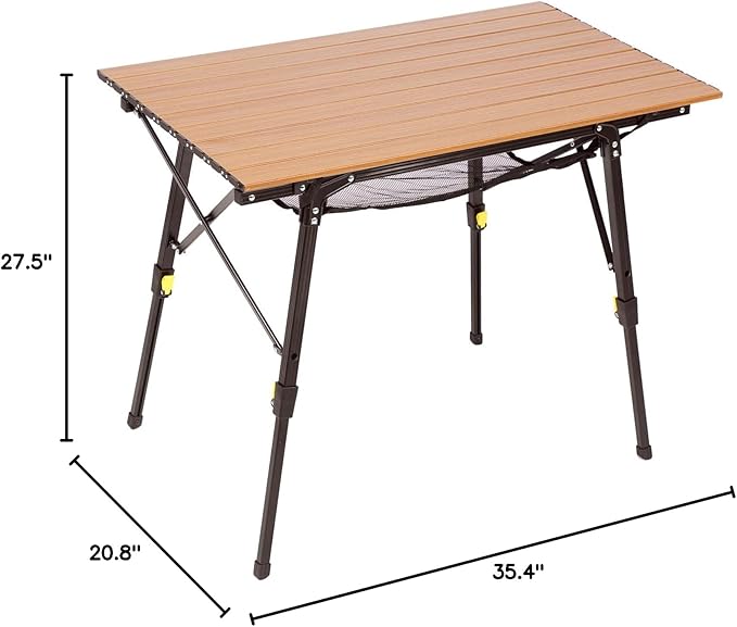 Portal Camping Table Portable Folding Table Ultra Lightweight Folding Camp Table 4 Adjustable Legs Aluminum Roll Up Table Top with Carry Bag for Outdoor Travel Backyards BBQ