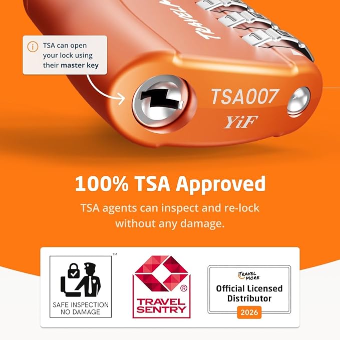 2 Pack TSA Approved Travel Combination Cable Luggage Locks for Suitcases & Backpacks - Orange