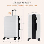 Sweetcrispy 28 Inch Carry on Luggage, Hard Shell ABS Suitcase with Double Spinner Wheels, Lightweight Expandable Rolling Suit Case with TSA Lock, Cream White