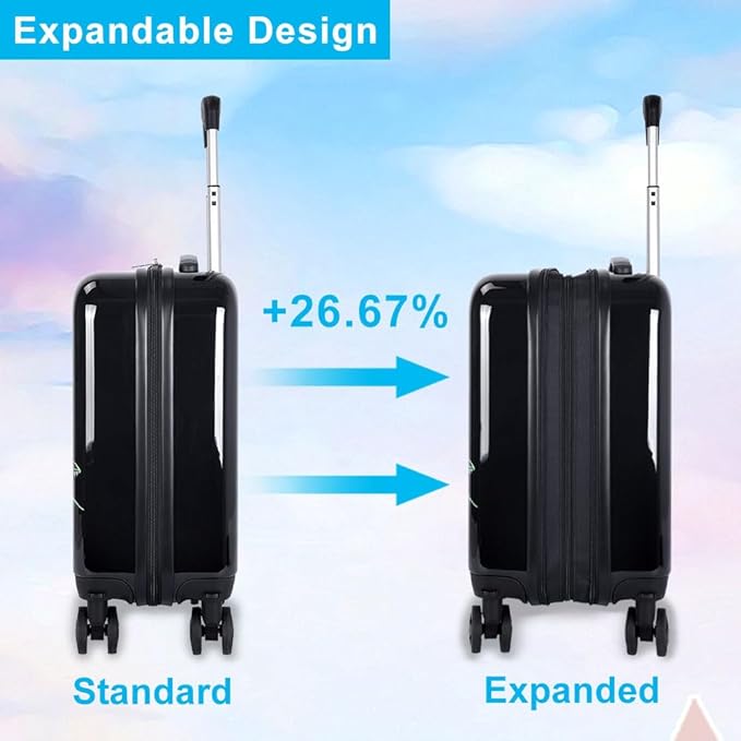 WZLVO Cool Dinosaur Kids Luggage 2PC Set with 360° Spinner Wheels, Lightweight Travel Carry-On Hardshell Suitcase for Boys, Toddler & Elementary Children