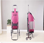 Hand Truck Cart, Folding Luggage Cart with Chair, Portable Grocery Shopping Cart, Large-Capacity Wheeled Trolley for Easy Transport
