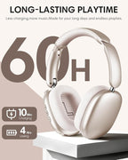 Wentronic Y02 Active Noise Cancelling Headphones, Wireless Over-Ear Bluetooth 5.4 Headphones, Multiple Modes, 60H Playtime,Hi-Res Audio,Big Bass,Foldable Lightweight for Travel Home Office, Starlight