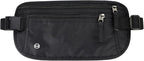 FuninCrea Waterproof Hidden Money Belt for Travel, Anti-Theft Belt Bag with RFID Blocking Function Adjustable Slim Waist Bag with 2 Zipper Pockets and 1 Back Pocket for Travel Running (Style 2, Black)