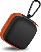 Square Earbud Case Portable EVA Carrying Case Storage Bag Cell Phone Accessories Organizer with Carabiner for Earphone, Earbud, Earpieces, SD Memory Card, Camera Chips, Tech Pouch, Orange1