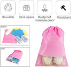 6 Pcs Travel Shoe Bags, ULIFEMALL Large Non-Woven Drawstring Shoes Storage Bag with Transparent Slot Clear Window Portable Waterproof Dustproof Shoes Pouch Packing Organizer for Men Women, Pink