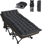 ABORON Camping Cot for Adult 28" Extra Wide, Heavy-Duty 1200D Oxford Cot for Sleeping, Portable Folding Camp Bed with Mat & Carry Bag