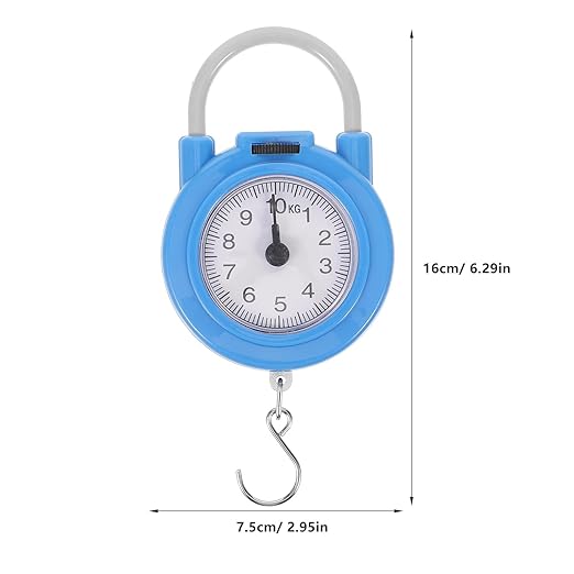 Operitacx Portable Travel Luggage Scale with Hook, Mechanical Hanging Spring Dial Weight Scale, High Accuracy Handheld Suitcase Weighing Tool for Travel and Postal Use, Blue