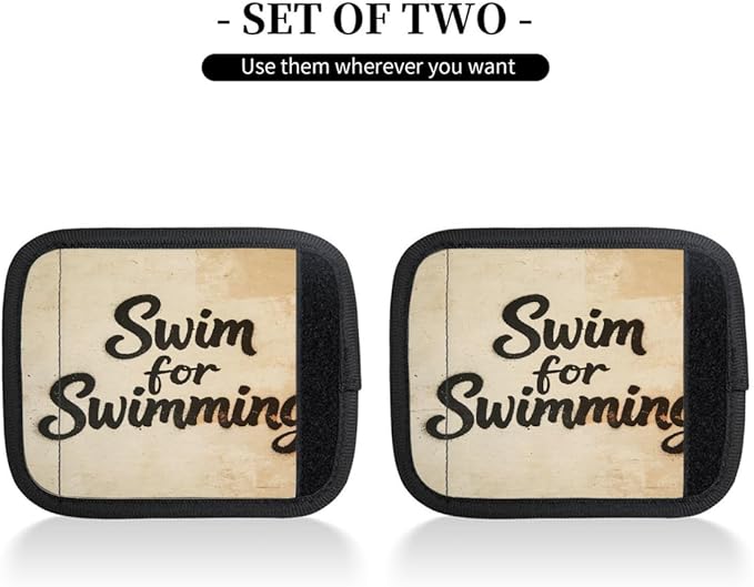 2 Pack Luggage Handle Wrap with Travel Tags - Non-Slip Protective Cover Soft Handle Grips Covers for Suitcase(Vintage Swim for Swimming)