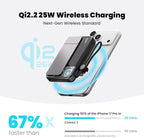 sharge ICEMAG 3 MagSafe Portable Charger, Qi2.2 25W Magnetic Power Bank 10000mAh 35W USB-C Fast Charging, with Active Cooling& Built-in Cable, Transparent RGB Design for iPhone 17e/16/15 Series