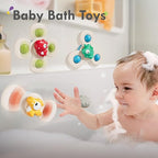 ALASOU 3PCS Suction Cup Spinner Toys for 1 Year Old Boy Girl|Spinning Top 12 18 Months|1 2 Year Old Boy Birthday Gift|Baby Bath Toy for Kids Ages 1-3|Sensory Airplane Travel Toy for Infant Toddlers