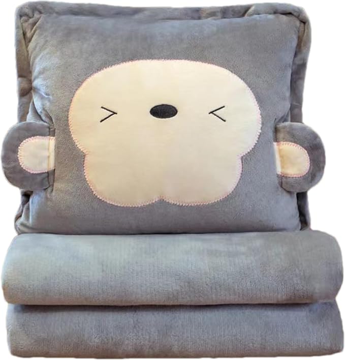 Fruit Throw Blanket and Pillow Set, Travel Blanket Compact Convenient Bed Throw Pillows with Airplane and Car Suitable for Office Nap Time (D, 39in x 31in)