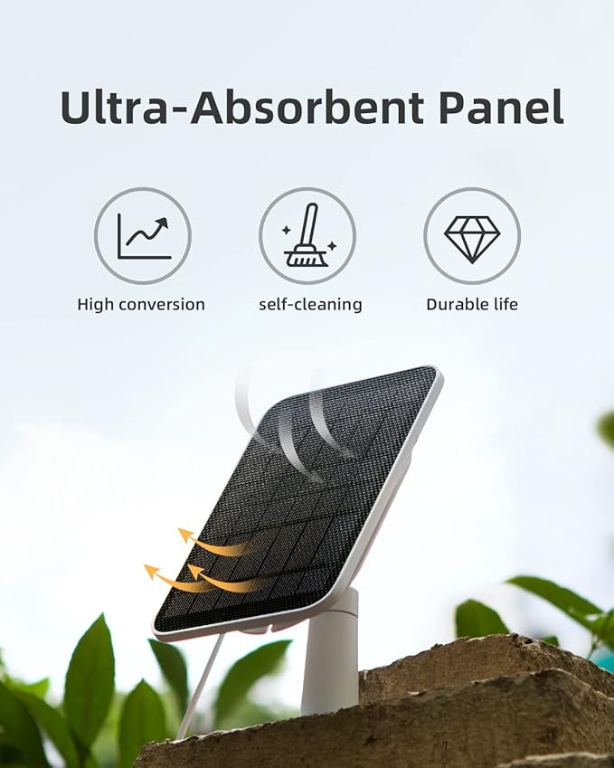 Noorio 3W Solar Panel for Security Camera Outdoor Wireless, Compatible with Outside Battery Camera B200 & B200-SE Series - Solar Camera Charger with 10ft Cable, IP 65 Waterproof, 360° Rotation