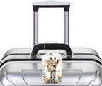 2 Pack Luggage Tag for Suitcase, Cute Unique Leather Bag Tags Identifiers Privacy Cover ID Label with Durable Steel Loop for Women Men Kids Girls Travel，GiraffeH