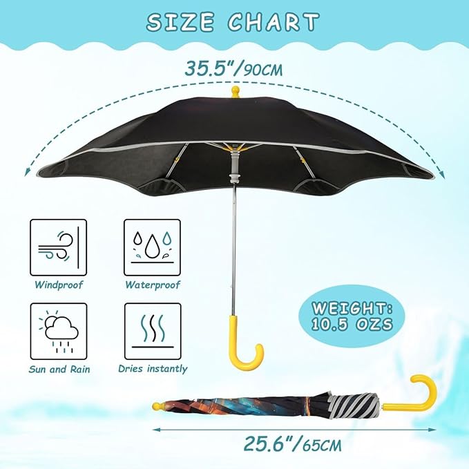 ALAZA Kids Umbrella Stick Umbrellas Cute Umbrella for Boys Girls Toddler UV/Sun Rain Windproof