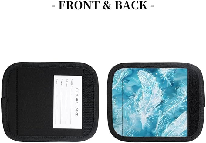 Abstract Feather 2 Pack Luggage Handle Wrap Set of Neoprene Luggage Tags for Suitcases Bag Strap Wrap Cover Travel Airplane Accessories Covers Markers Sleeve Grips Identifiers Cruise