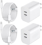 20W Dual Port Type C Fast Wall Charger Power Adapter, USB C Charging Block with 3FT USB-C to C Cable for Phone 17/16/15/15 Plus/15 Pro/15 Pro Max, Pad Pro/Air, Android Phone