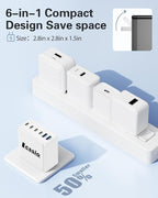 2 Pack 200W USB C Charger, Laptop Fast Charger, 6-Port Wall Charger Type C Charging Block Power Adapter for MacBook Pro, Dell XPS, iPhone 17, iPad, Tablet, Chromebook and More (White)