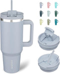 BJPKPK Tumbler With Handle And Straw 40oz Insulated Tumbler Cups With Lid Stainless Steel Travel Coffee Mug,Modern Blue