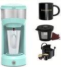 Single Serve Coffee Maker, 2 in 1 Brewer for K Pod & Ground Coffee, 90s Rapid Brew 6 to 14oz Capacities with Auto Shut Off, Small Compact Design for Home Office Travel Camping-Green