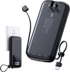 LOVELEDI Portable-Charger-Power-Bank - 15000mAh Power Bank Supports PD 30W Fast Charging Built-in AC Wall Plug and 2 Output Cables with LED Display for iPhone iPad and Most Electronic Devices(Black)
