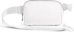 ODODOS Unisex Mini Belt Bag with Adjustable Strap Small Fanny Pack for Workout Running Traveling Hiking, White
