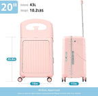 advwin 20" Carry-On Luggage with Seat for Kids & Adults, Lightweight Hardside Ride-On Suitcase with Front Opening, TSA Lock, 360° Spinner Wheels (Pink, 20-inch)