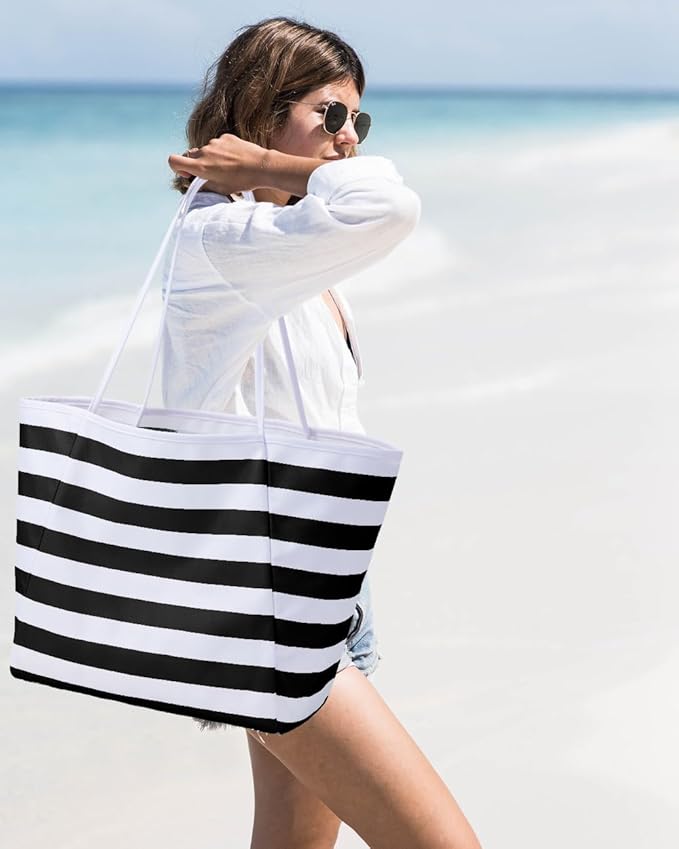 KALIDI Beach Tote Bag Women Large Waterproof Sandproof Shoulder Handbag Packable Grocery Bag Hobo Purse for Picnic Vacation