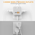 Outlet Extender USB C Wall Charger, Bototek Multi Plug Outlet Splitter 4AC Outlets with 4 USB Port, 20W USB C for Multiple Devices, 5-Sided Multi Plug for Cruise Home Office Dorm Room Essentials