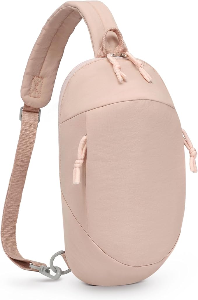 Small Sling Bag with RFID Blocking, Mini Fanny Pack for Women and Men, Convertible Crossbody Anti Theft Chest Bag for Travel Hiking Running, Pink