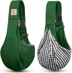 Tomkas Small Dog Cat Sling Carrier Puppy Purse Travel Wrap Soft Crossbody Pet Bag (Emerald Green, M - Zip Pocket & Adjust Strap)