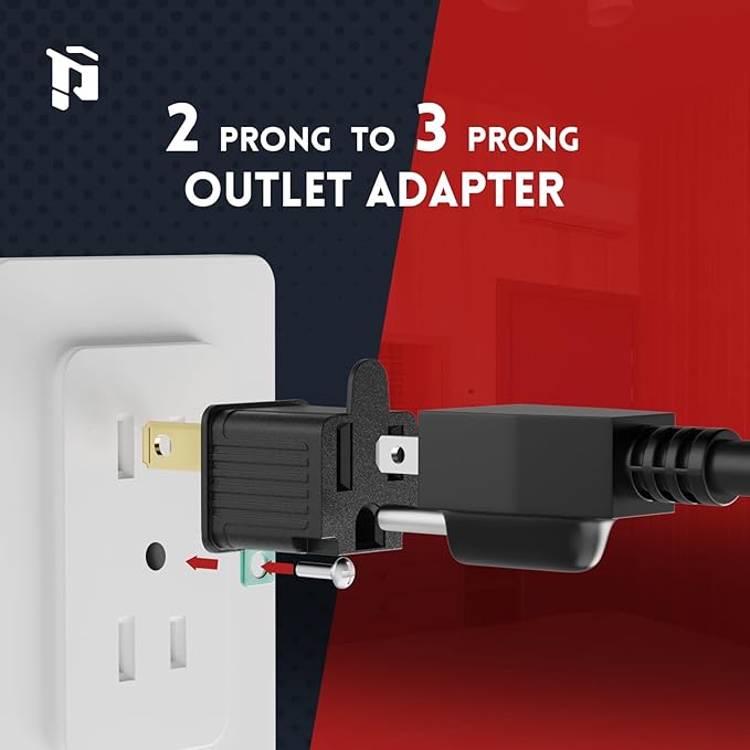 PLUGTUL 2 Prong to 3 Prong Outlet Adapter, Polarized Grounded Outlet Converter, Wall Outlet Plug for Household, Workshops, ETL Listed, 4-Pack, Black