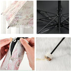 Floral Lace Folding Compact Umbrella - UV Protection Sun Flower Fancy for Women Girls, Portable Travel for Walking, Tea Party, Photo Shooting